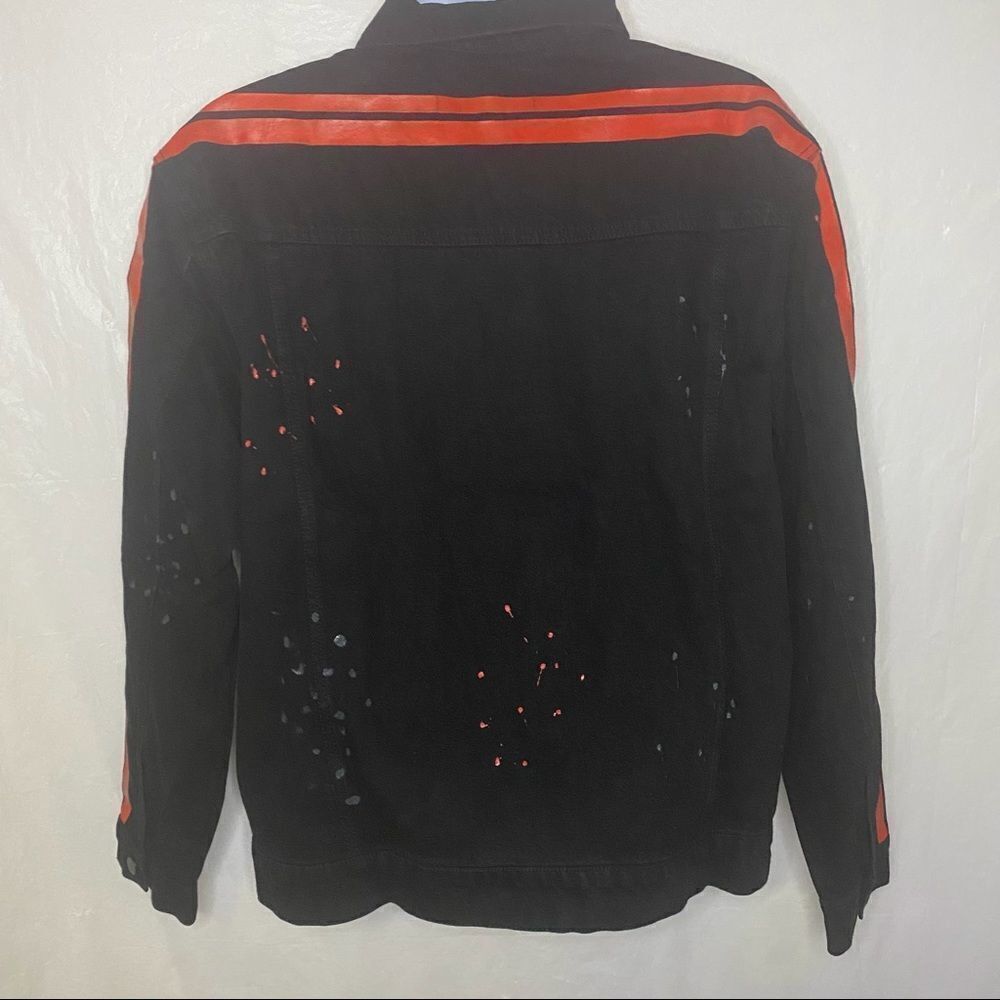 Black & Red Fashion Nova Men denim jacket Size XL - Picture 7 of 8
